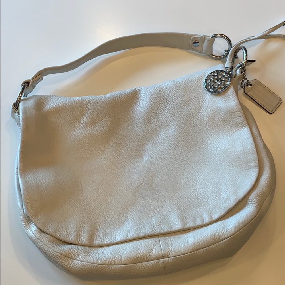 White Leather Coach Hobo Bag